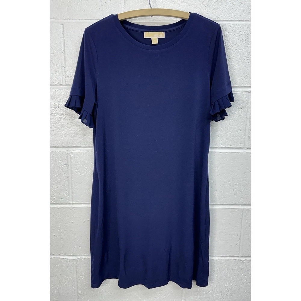 Michael Kors T-shirt Dress Navy Blue Ruffle Sleeve /‎ Women’s Medium